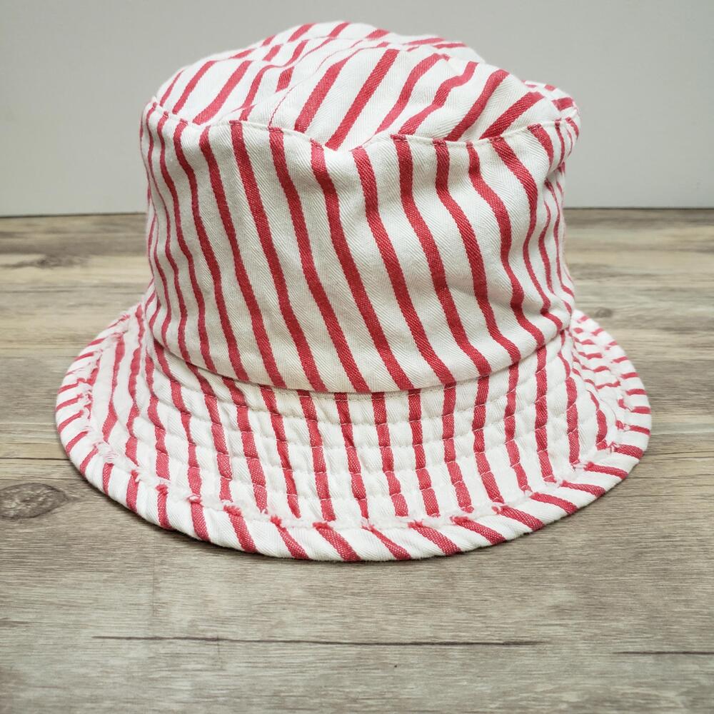 Saks Fifth Avenue Hat Bucket Womens One Size Red White Striped Italy Summer